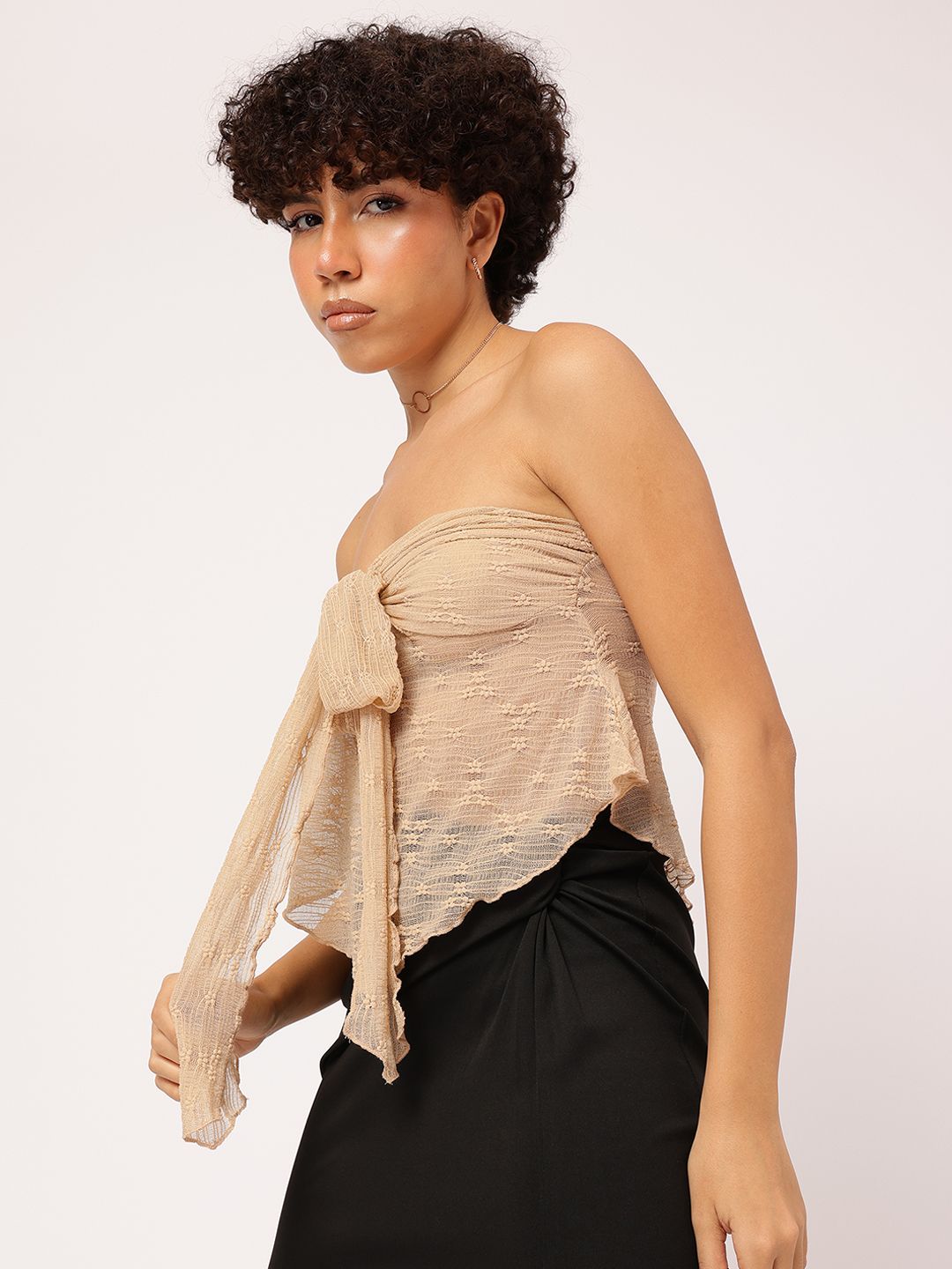 DressBerry Blush Bloom Lacey Bandaeu Crop Top