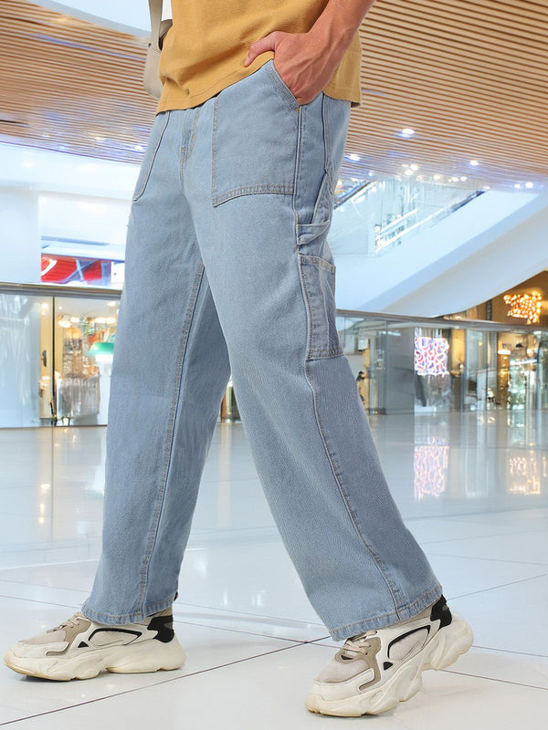 Lelaki fesyen urbano longgar longgar jeans kargo tukang kayu