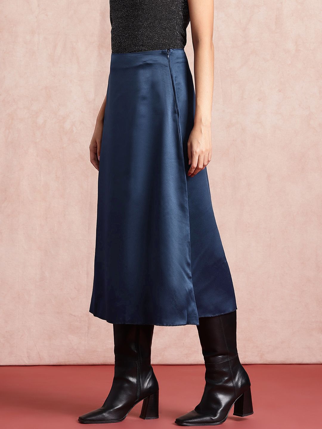 all about you Satin A-Line Midi Skirt
