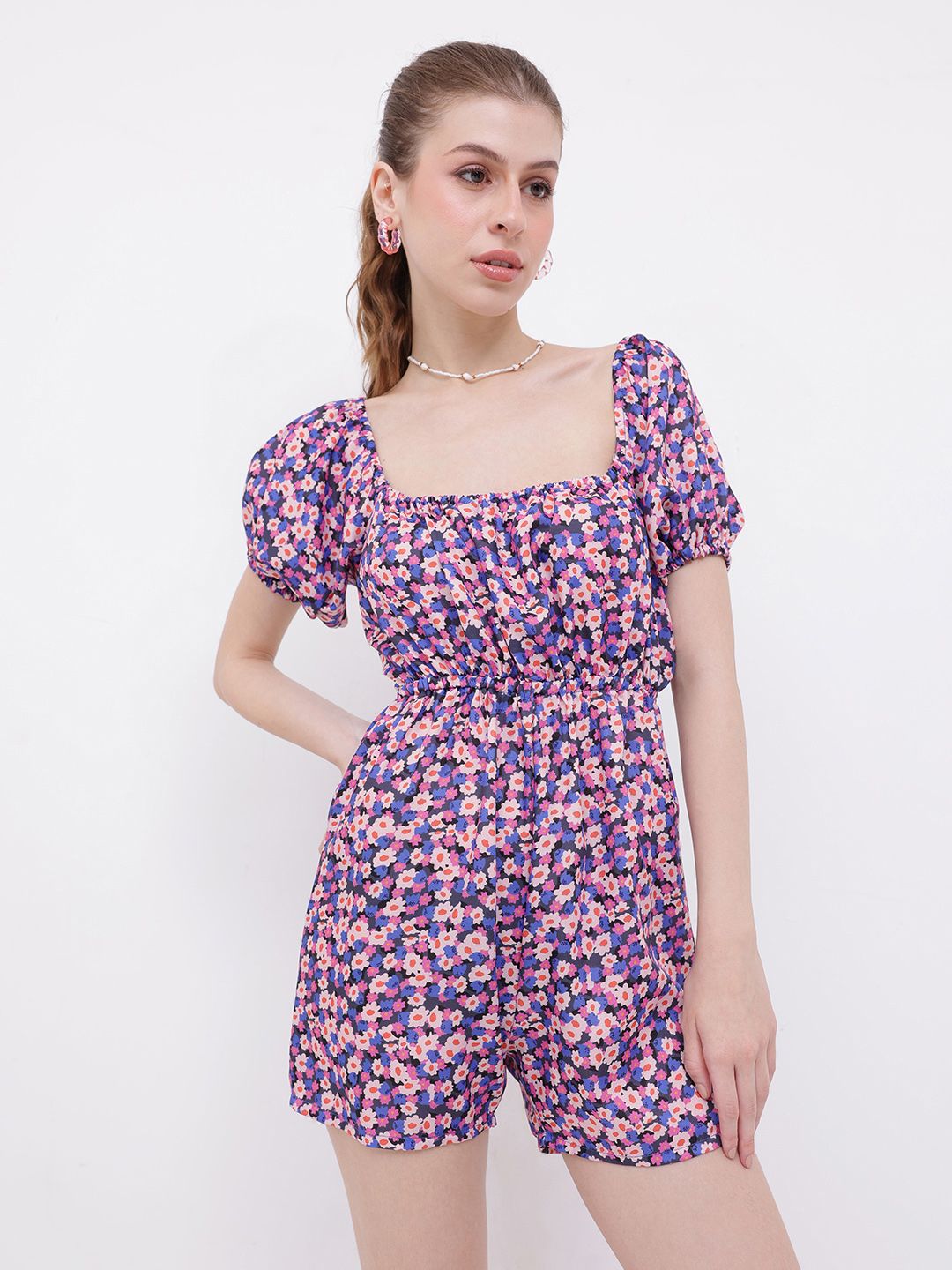DressBerry Ravishing Beauty Floral Printed Tie Up Cut Out Playsuit