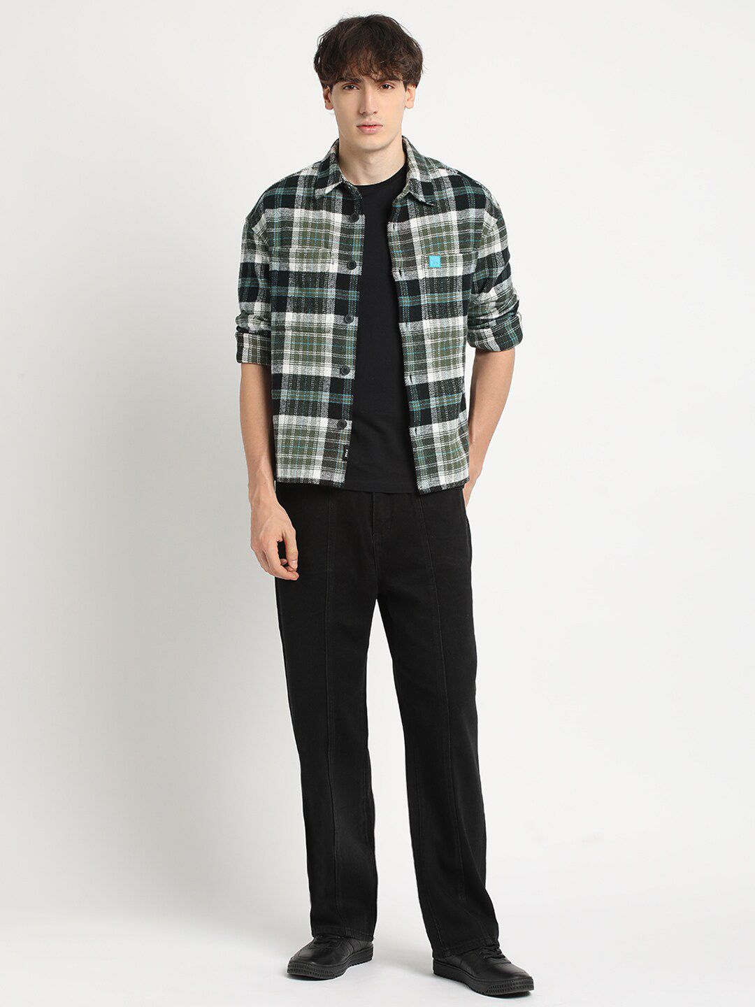 THE BEAR HOUSE Men Checkered Relaxed Fit Shacket