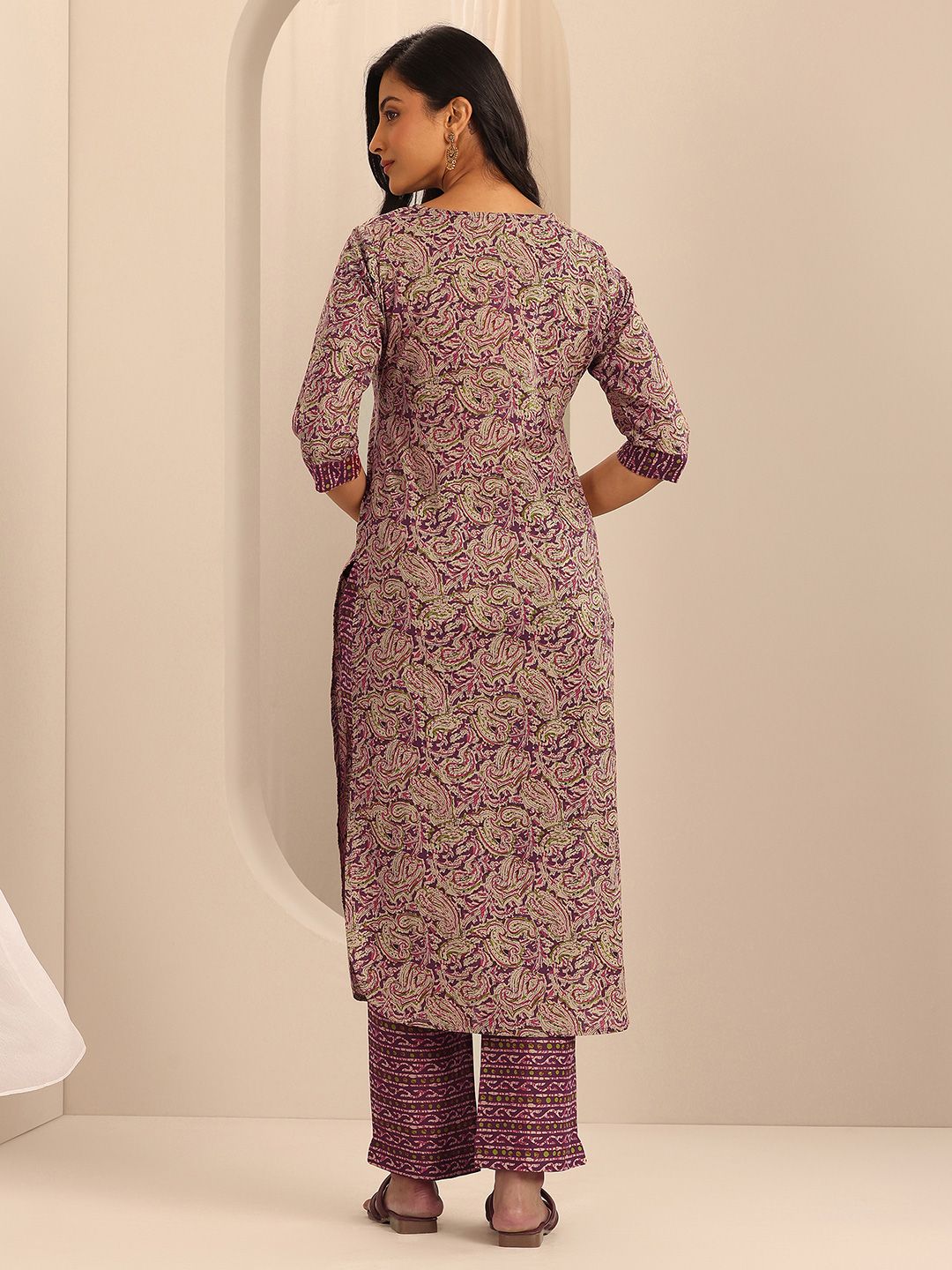 Libas Women Paisley Printed Regular Pure Cotton Kurta with Trousers