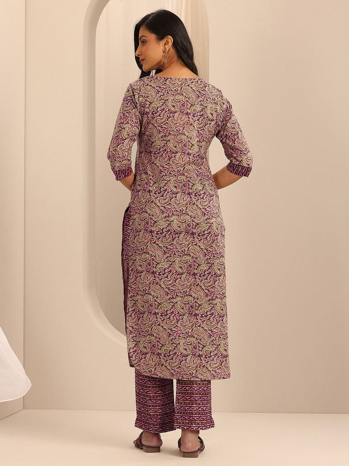 Libas Women Paisley Printed Regular Pure Cotton Kurta with Trousers