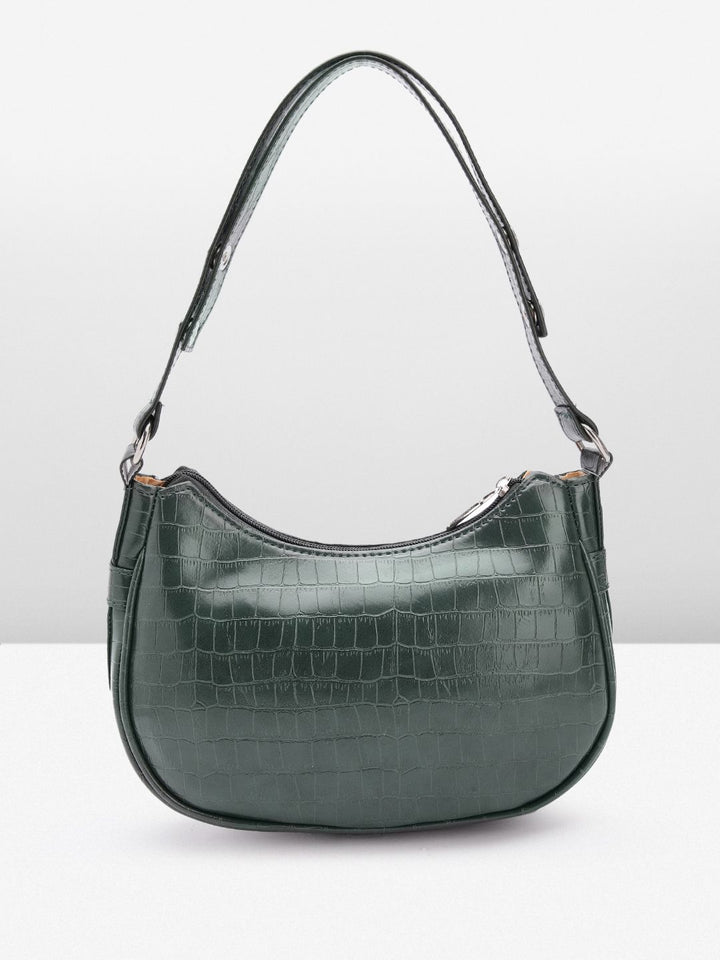 Lino Perros Croc-Textured Structured Baguette Bag