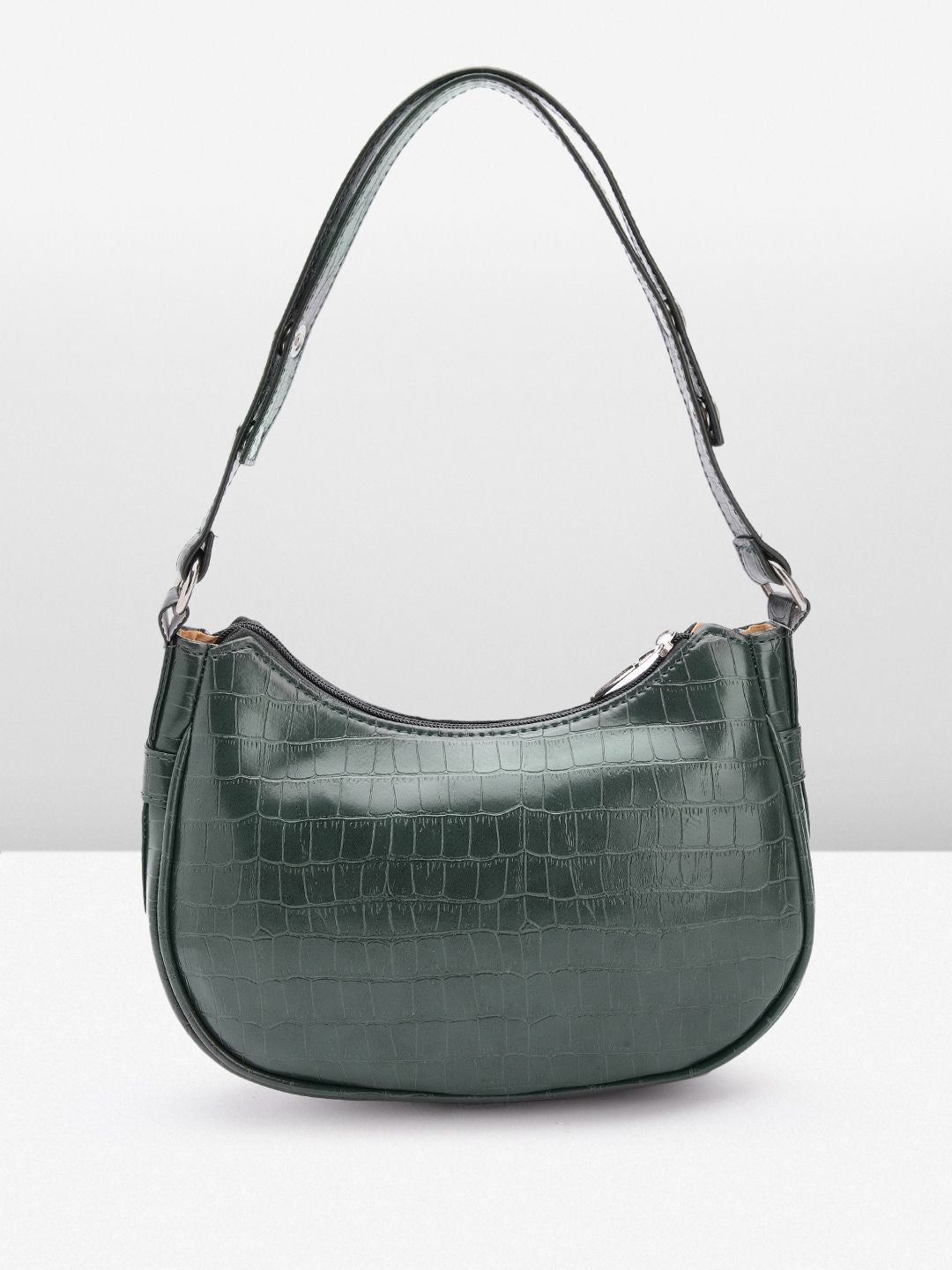 Lino Perros Croc-Textured Structured Baguette Bag
