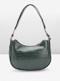 Lino Perros Croc-Textured Structured Baguette Bag