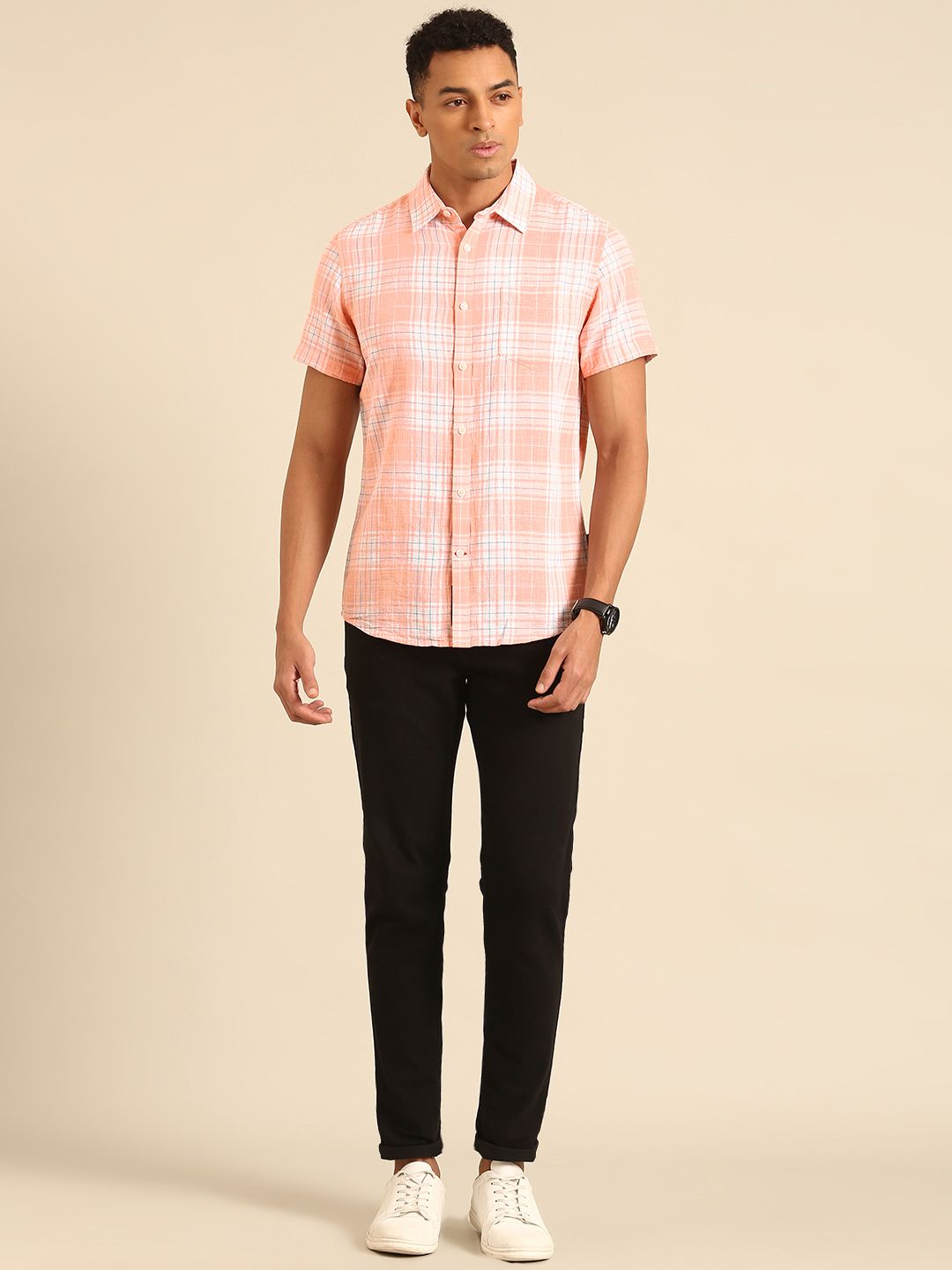 Being Human Slim Fit Checked Pure Cotton Casual Shirt