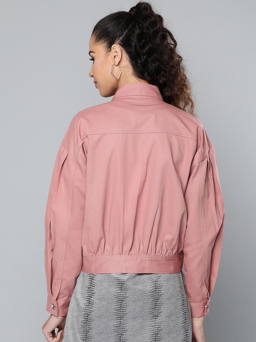 STREET 9 Women Mauve Solid Denim Jacket