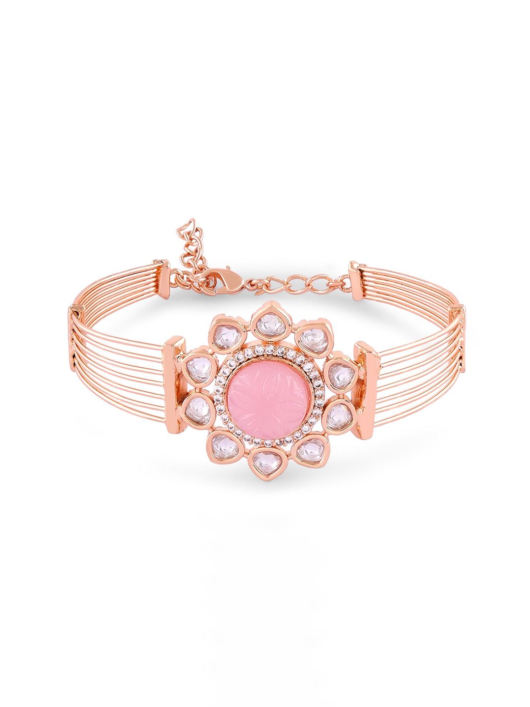 Zaveri Pearls Rose Gold-plated Cubic Zirconia Studded Gelang Kada