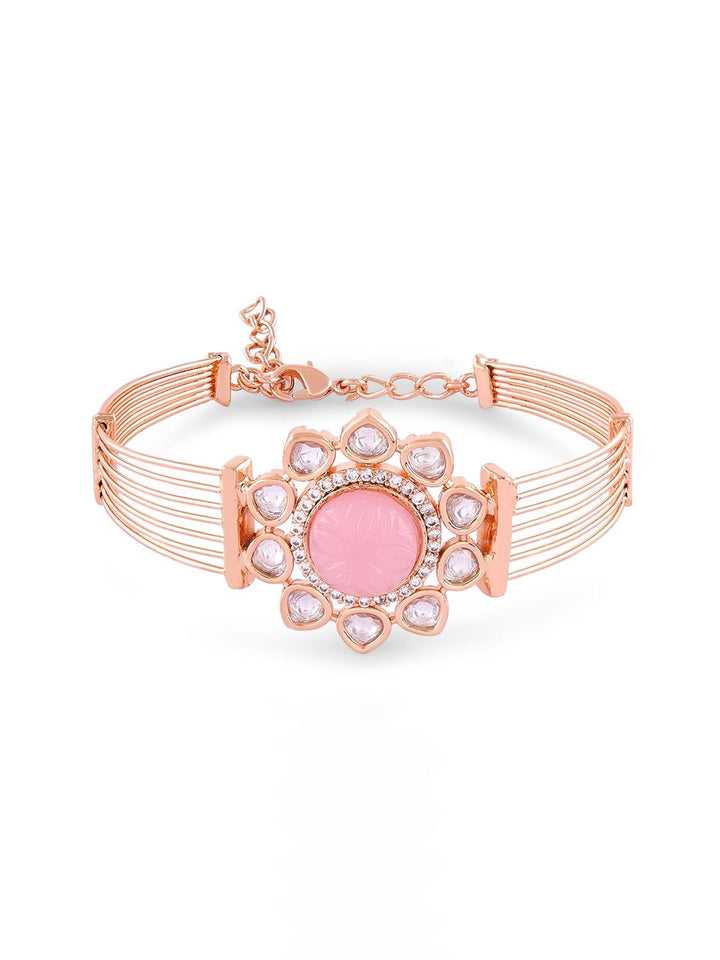 Zaveri Pearls Rose Gold-Plated Cubic Zirconia Studded Kada Bracelet