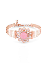 Zaveri Pearls Rose Gold-Plated Cubic Zirconia Studded Kada Bracelet