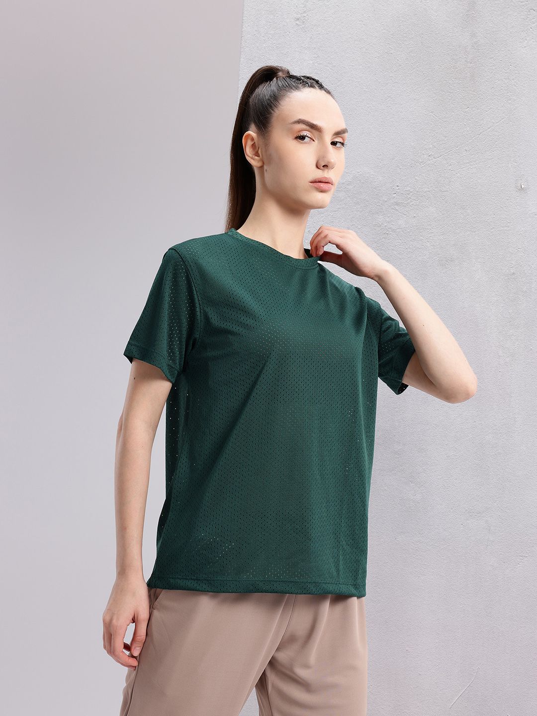 HRX by Hrithik Roshan Women Perforated Rapid-Dry Training T-shirt