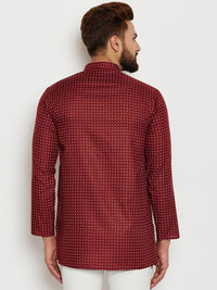 SOJANYA Men Maroon Printed Kurta Lurus