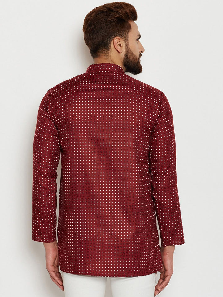 SOJANYA Men Maroon Printed Straight Kurta