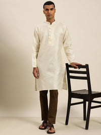 SOJANYA Kurta Jacquard Berwarna Krim Lelaki