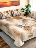 Moda Rapido X KLOTTHE Beige & Brown Floral 400 TC King Bedsheet with 2 Pillow Covers