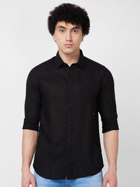 SPYKAR Spread Collar Linen Casual Shirt