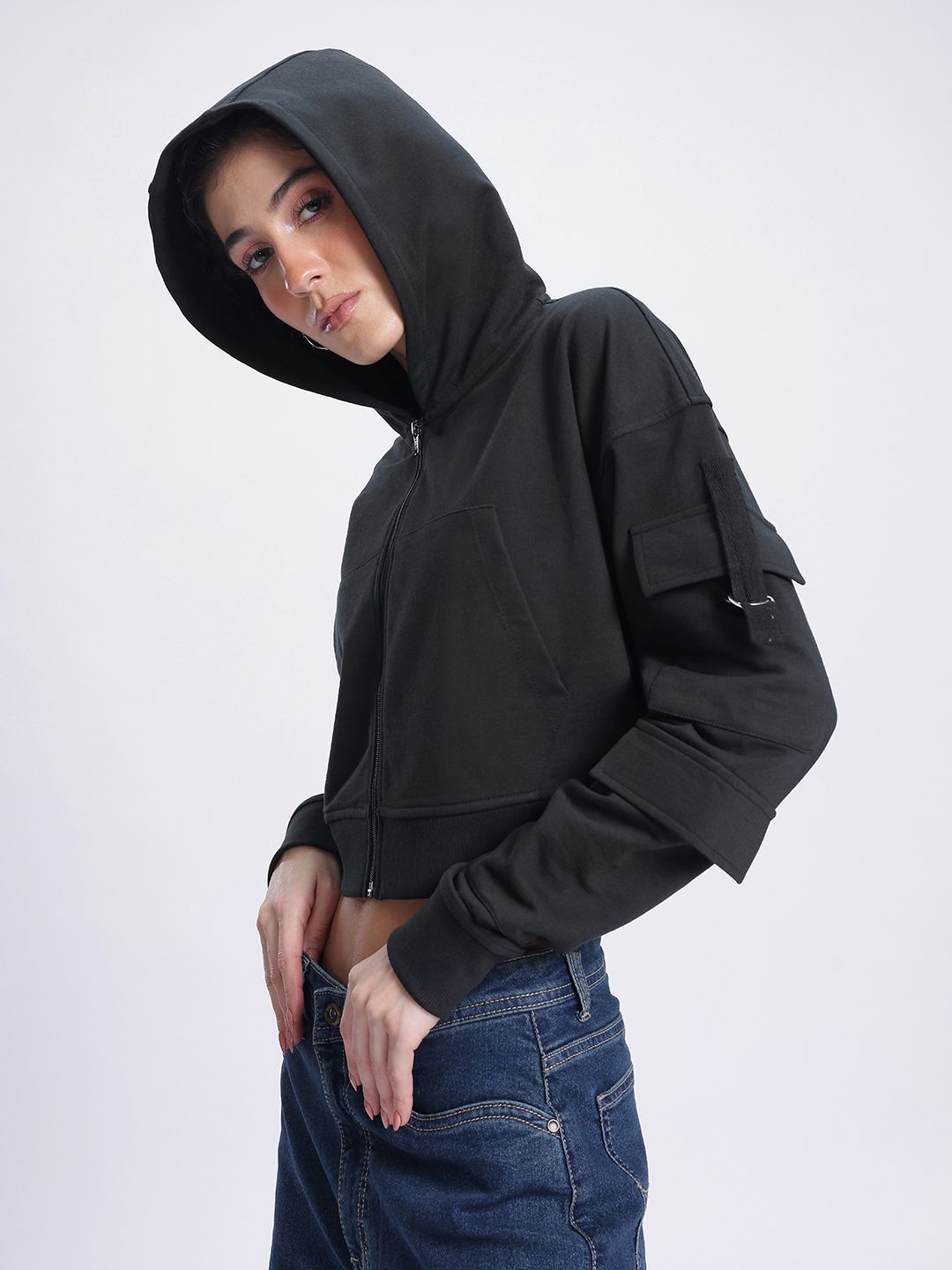 DressBerry Hooded Crop Sweatshirt