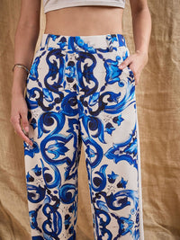 SASSAFRAS Women Ethnic Motifs Printed Relaxed Straight Leg Straight Fit High-Rise Trousers