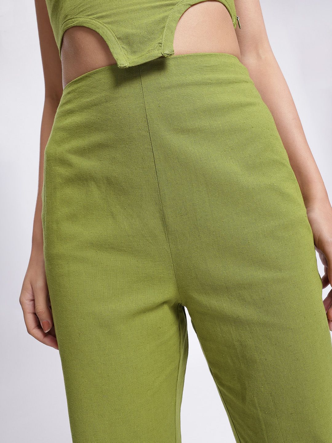 DressBerry Cyberlime Chic Crop Top with Trousers