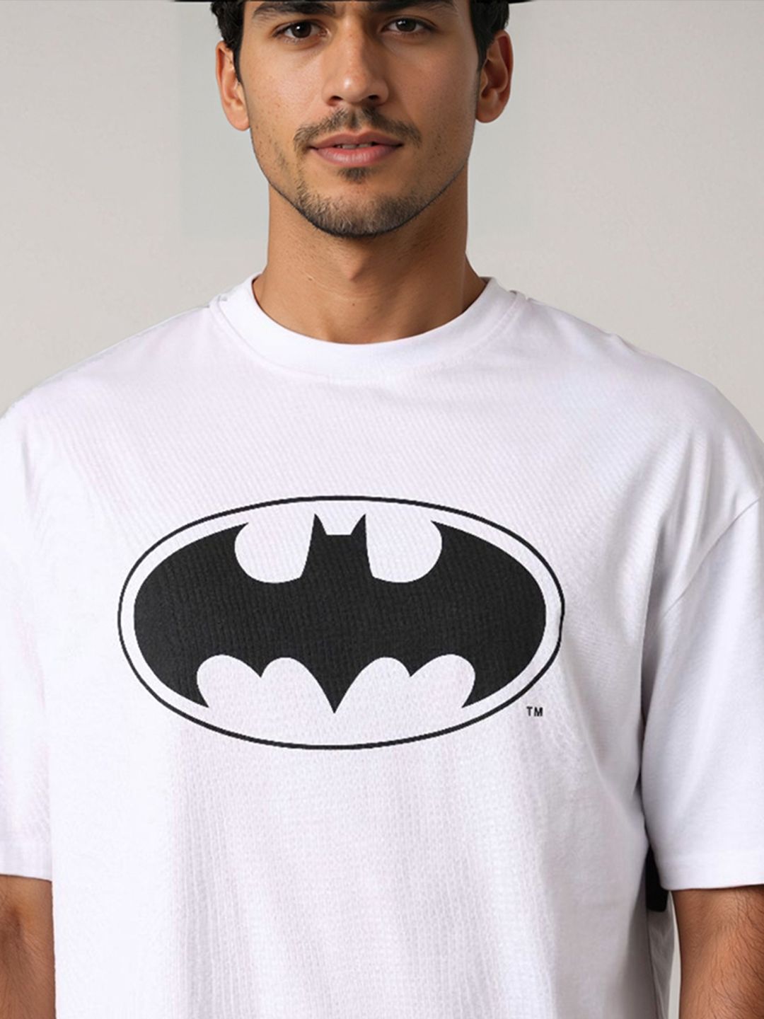 The Indian Garage Co Men Batman Graphic Printed Round Neck Pure Cotton Boxy T-shirt
