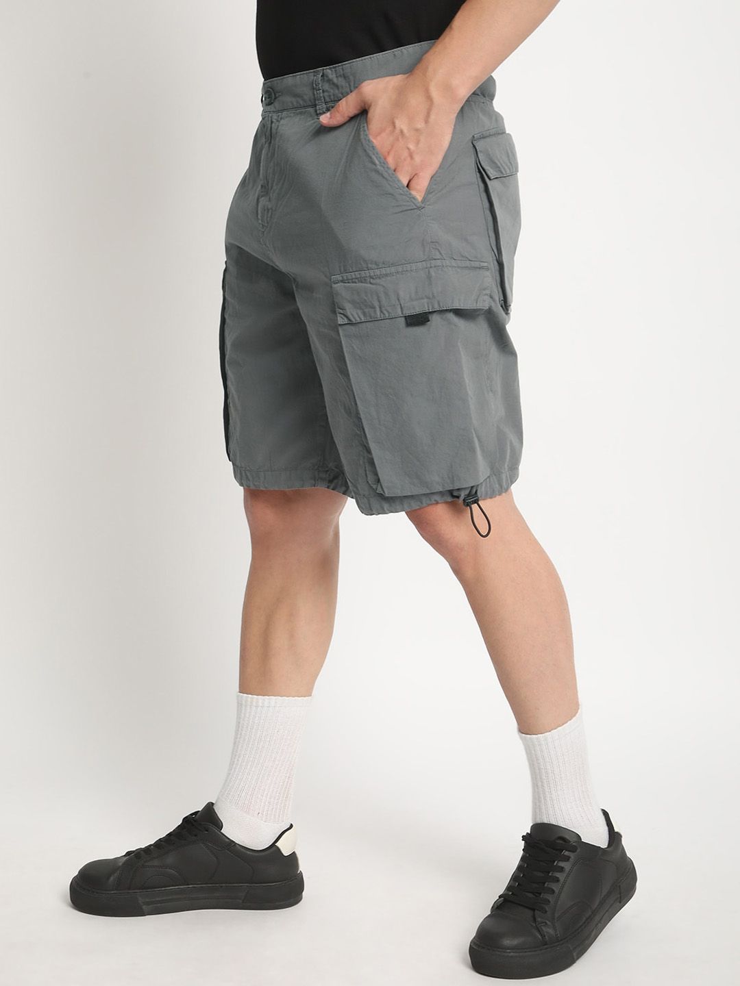 Bene Kleed Men Relaxed Fit Pure Cotton Cargo Shorts with Adjustable Hem