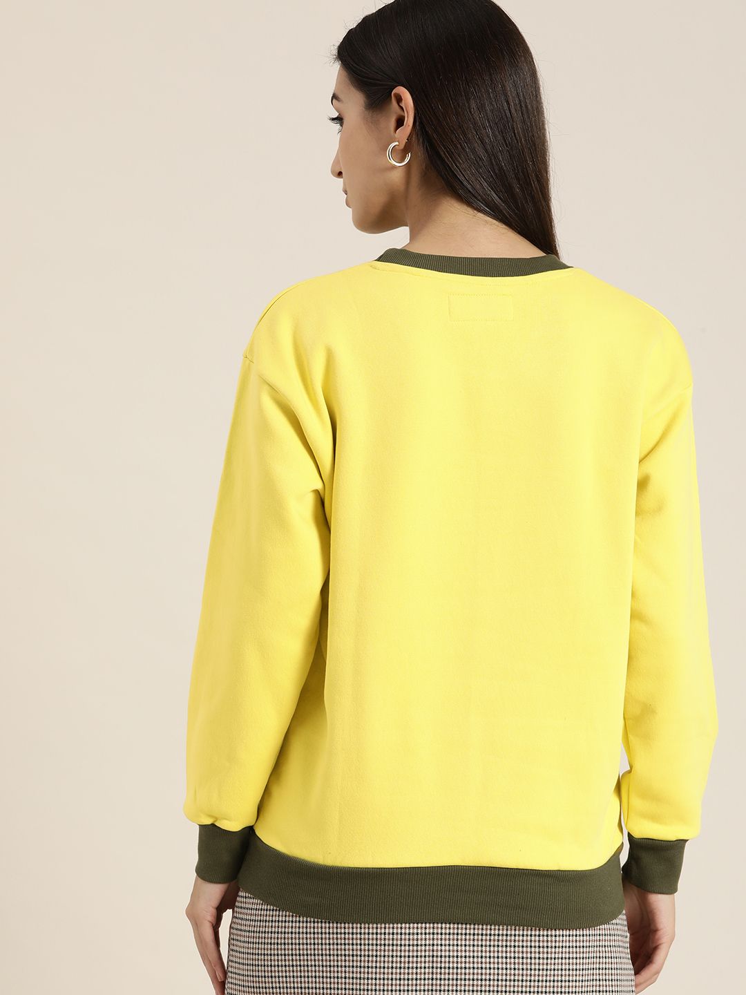 DILLINGER Women Yellow Printed Oversized Sweatshirt