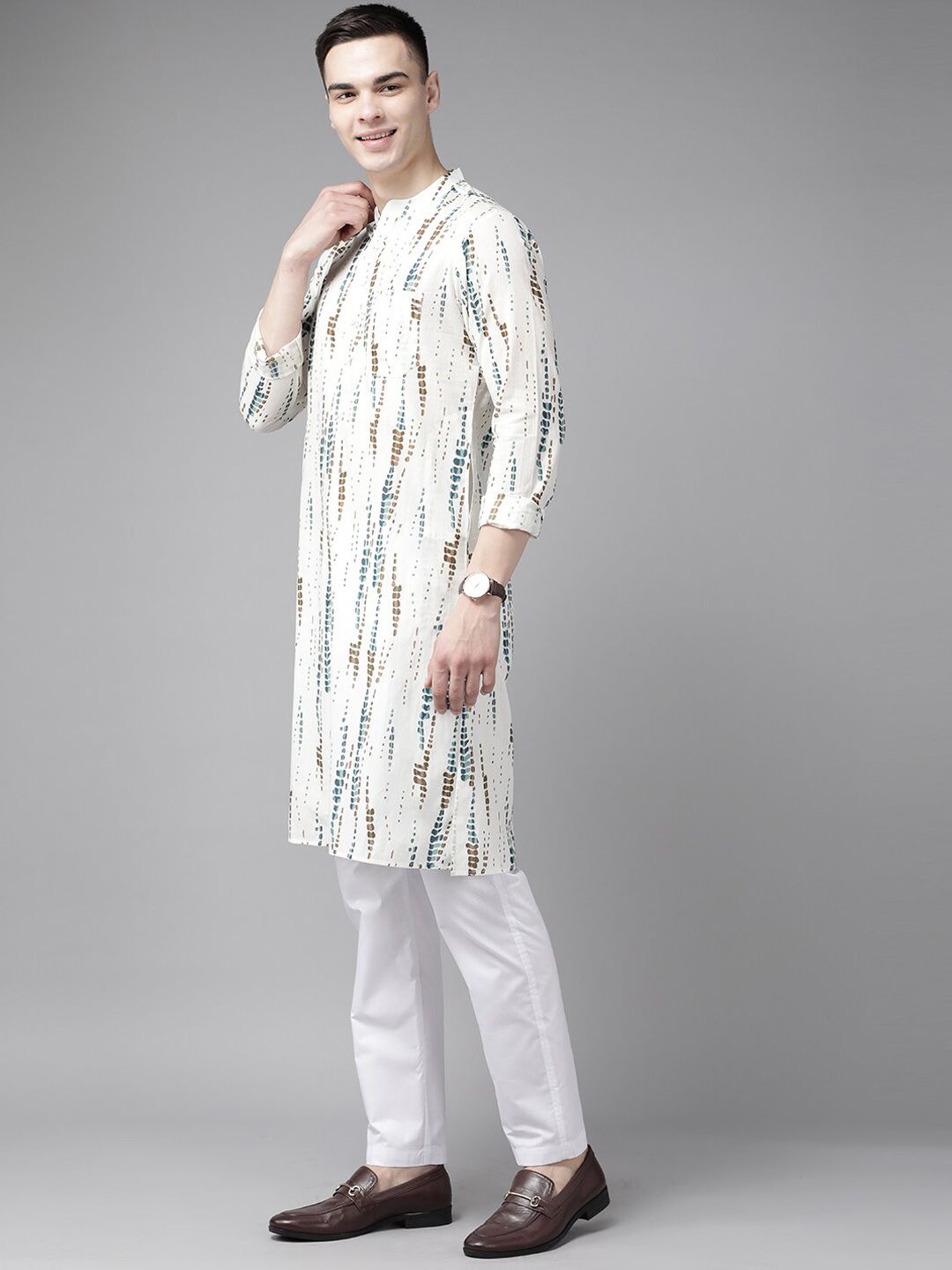 See Designs Abstract printed Mandarin Neck Straight Kurta