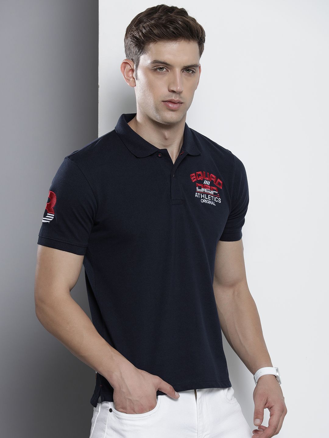The Indian Garage Co Men Polo Collar Applique T-shirt