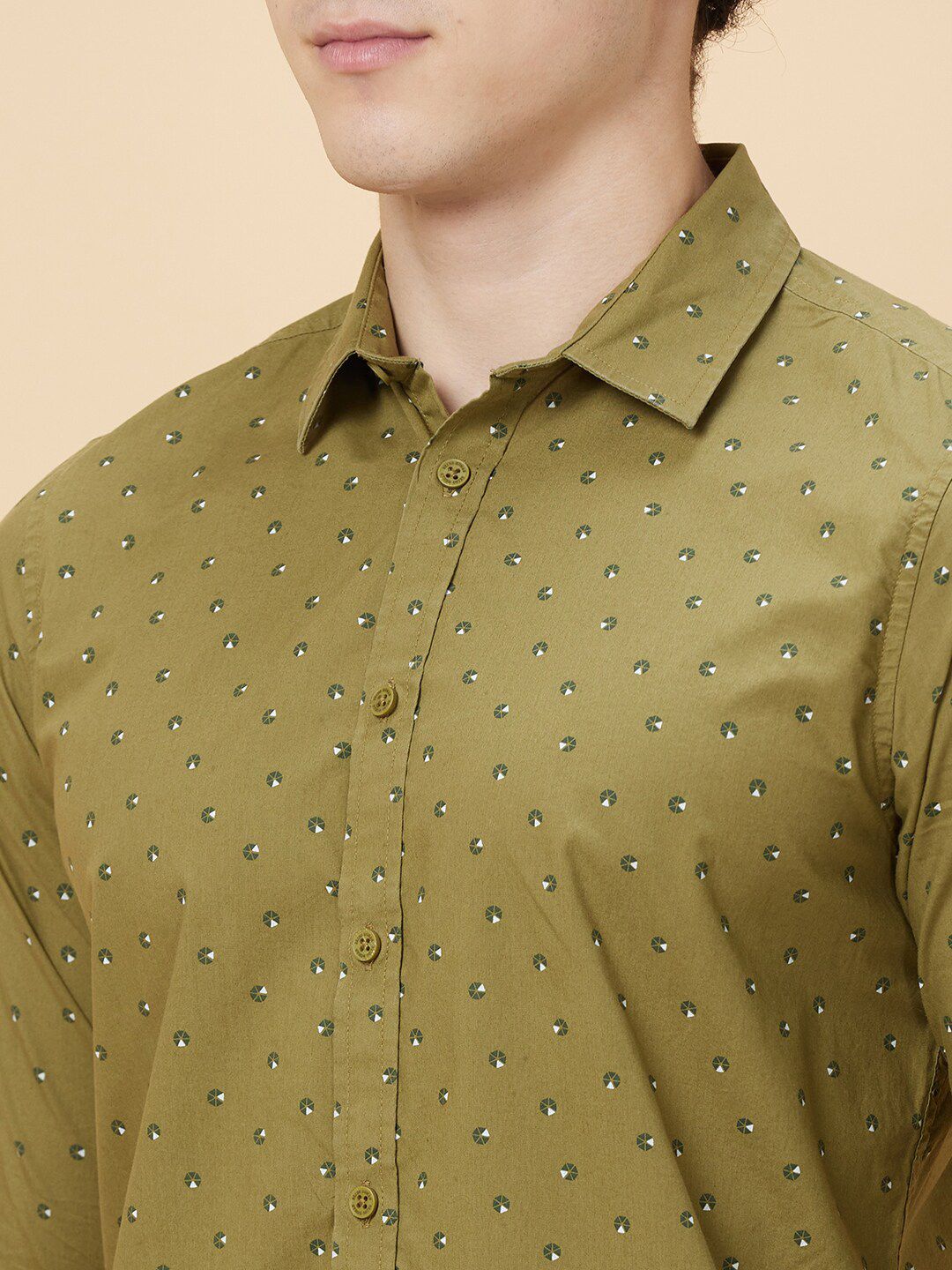 Being Human Slim Fit Conversational Print Spread Collar Long Sleeves Casual Shirt