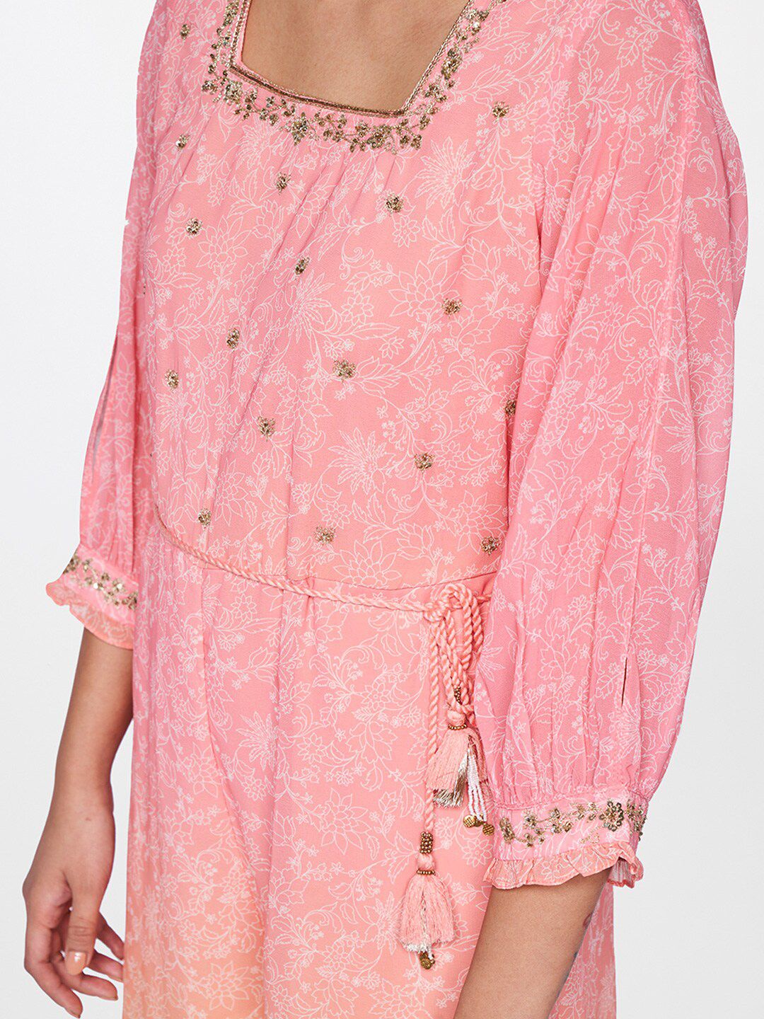 Global Desi Pink & Yellow Printed Basic Jumpsuit