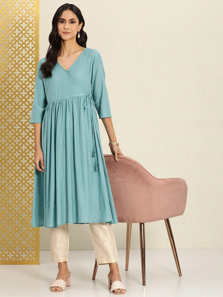 House of Pataudi Woven Design Thread Work Flared Anarkali Rozana Kurta