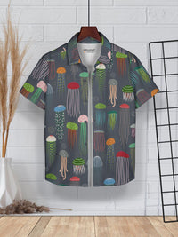 HELLCAT Boys Conversational Print Cotton Curved Hemline Opaque Casual Shirt
