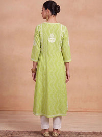 Rumah Wanita Chikankari Motif Etnik Bersulam Kurta Chikankari