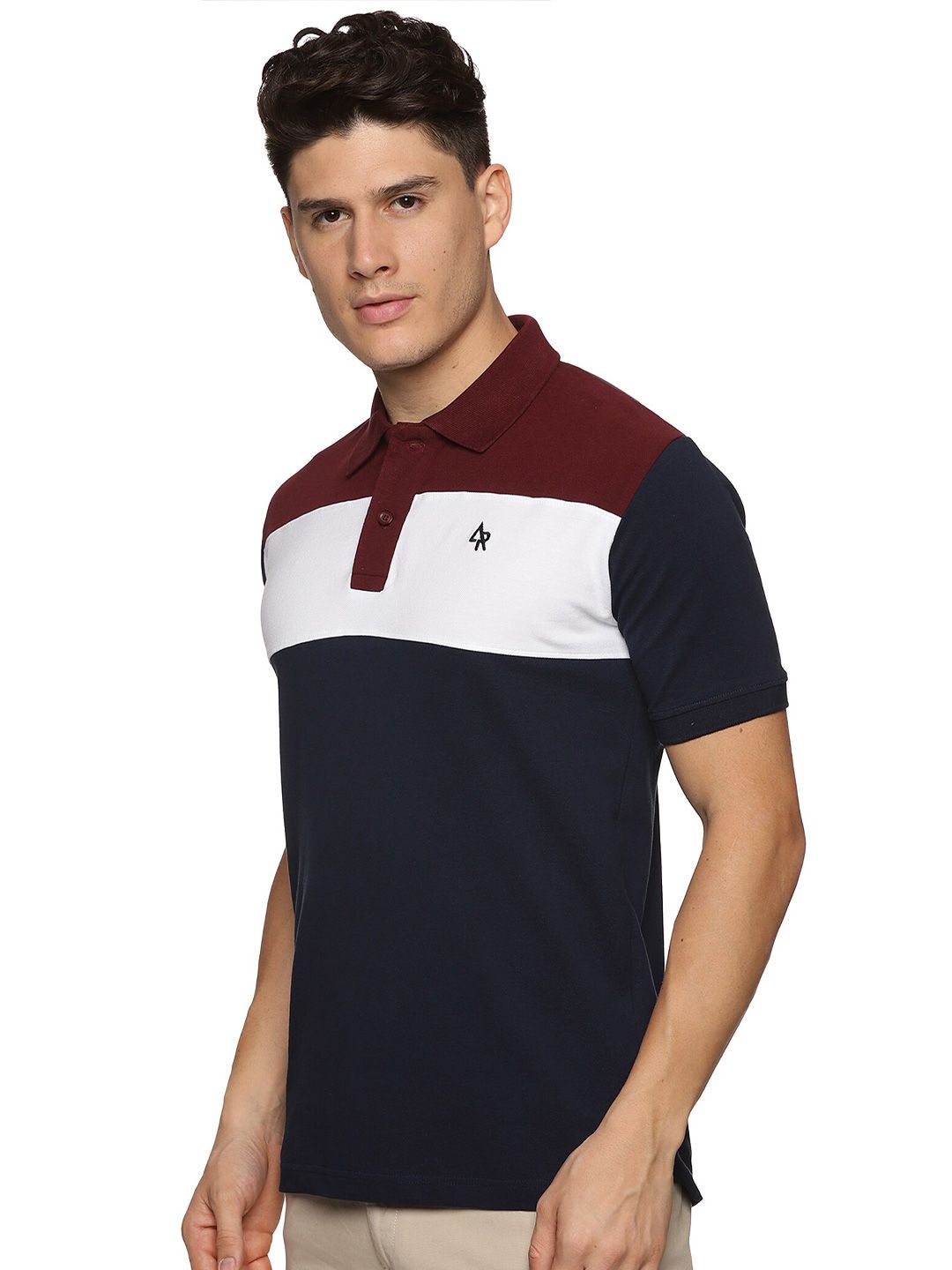 ADRO Colourblocked Cotton Polo Collar T-shirt