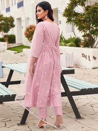 Tikhi Imli Embroidered Empire Pure Cotton Kurta With Trousers & Dupatta