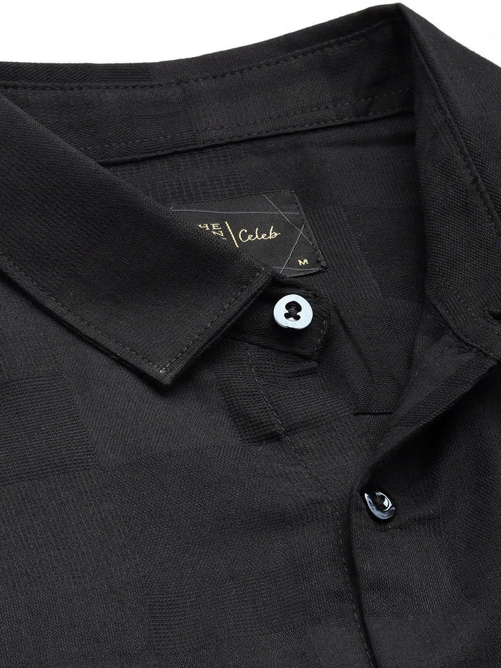 The Indian Garage Co Men Slim Fit Textured Dobby Party Shirt