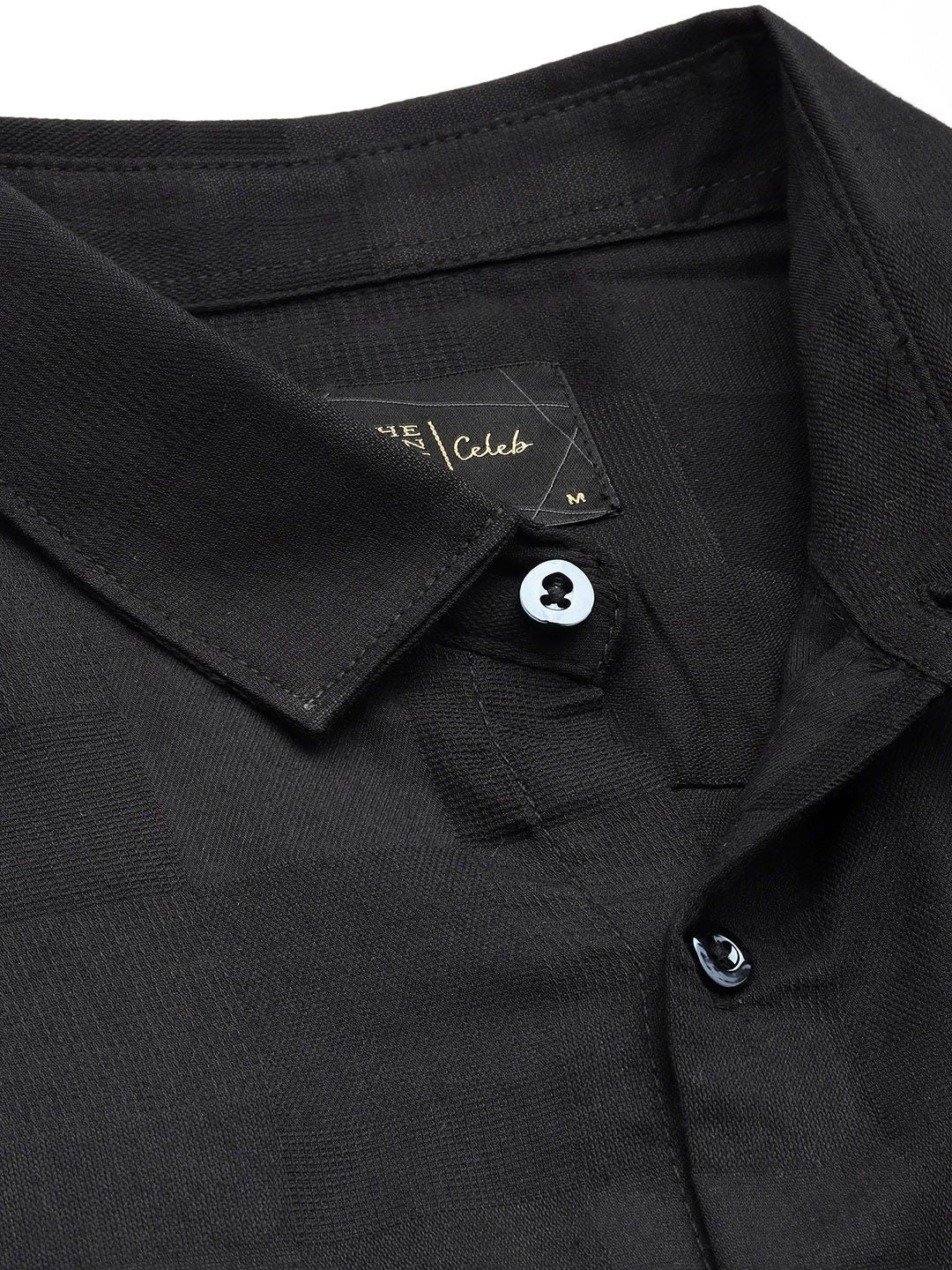 The Indian Garage Co Men Slim Fit Textured Dobby Party Shirt