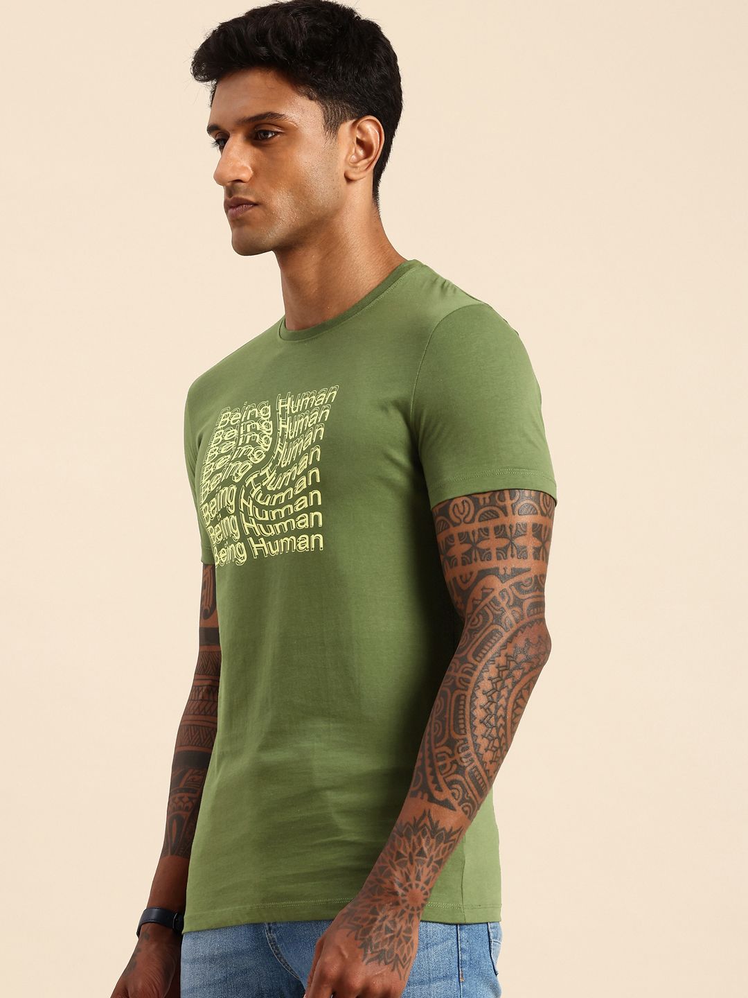 Being Human Brand Logo Printed Pure Cotton T-shirt