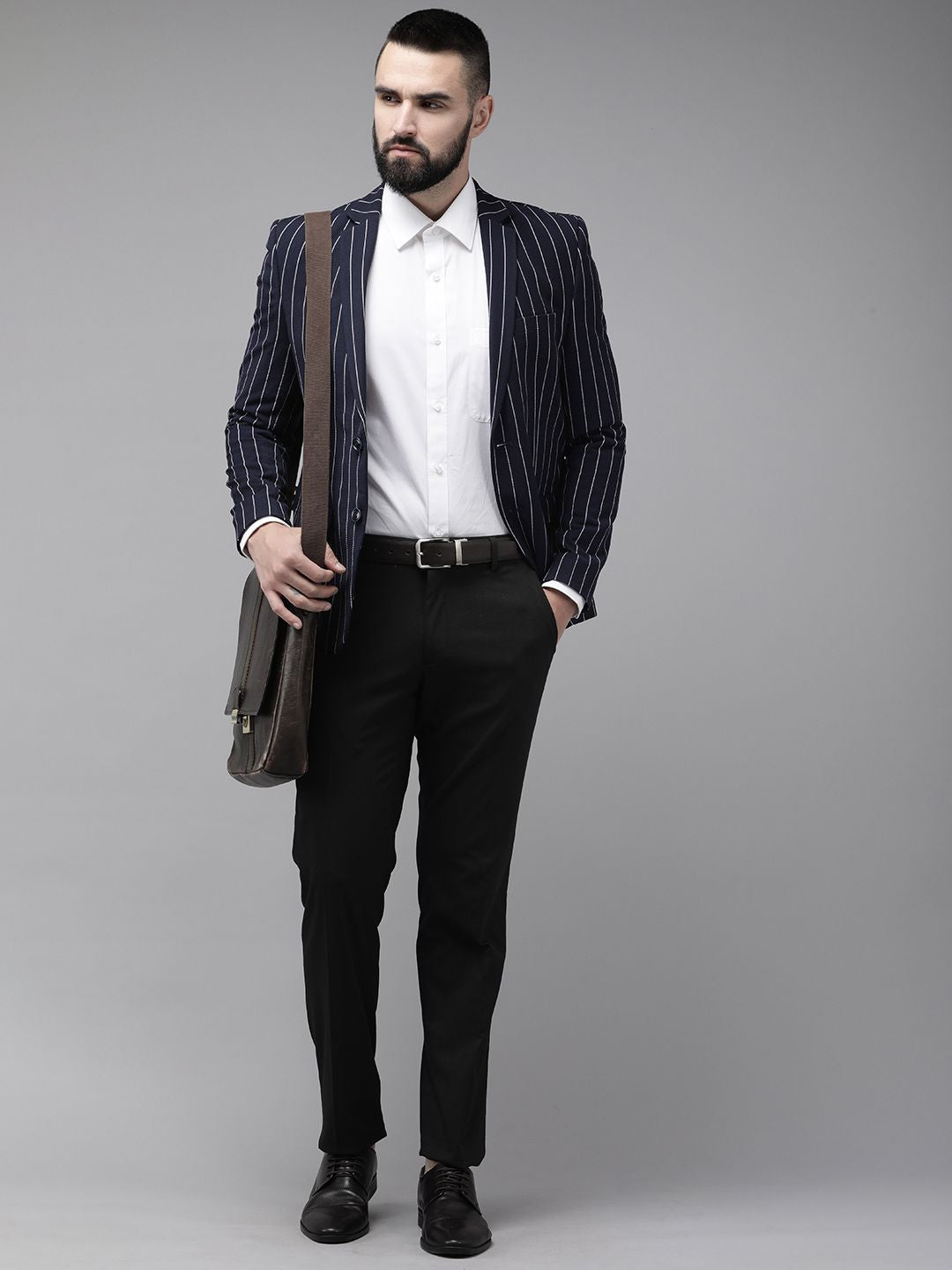 Park Avenue Striped Single Breasted Formal Blazer