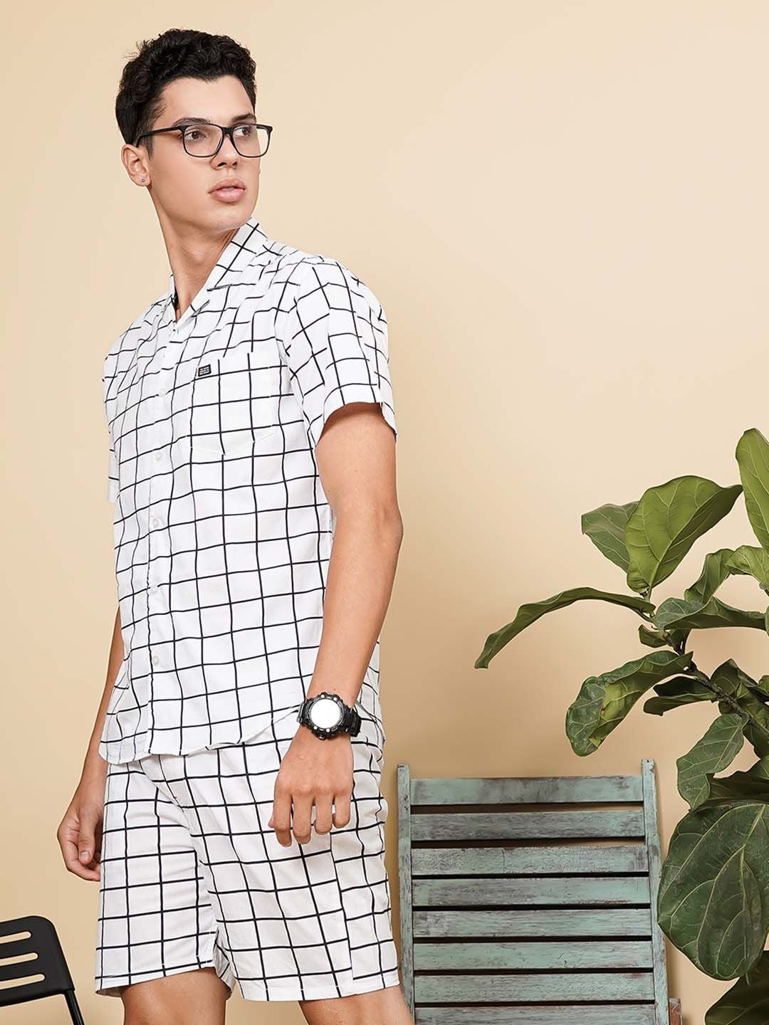 The Indian Garage Co Men Pure Cotton Checked Night suit
