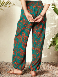Berrylush Women Floral Printed Relaxed Straight Leg High-Rise Trousers