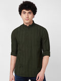 SPYKAR band collar Long Sleeves Striped Regular Fit Casual Pure Cotton Shirt