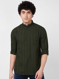 SPYKAR band collar Long Sleeves Striped Regular Fit Casual Pure Cotton Shirt
