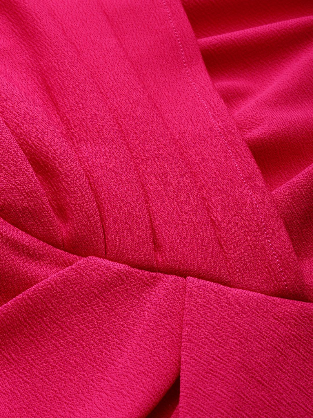 Athena Charming Fuchsia Pink Power Shoulders Tulip Hem Wrap Dress
