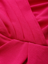 Athena Charming Fuchsia Pink Power Shoulders Tulip Hem Wrap Dress