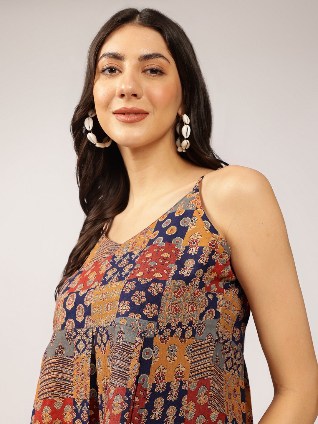 Anouk Ethnic Printed Sleeveless Cotton Peplum Crop Top