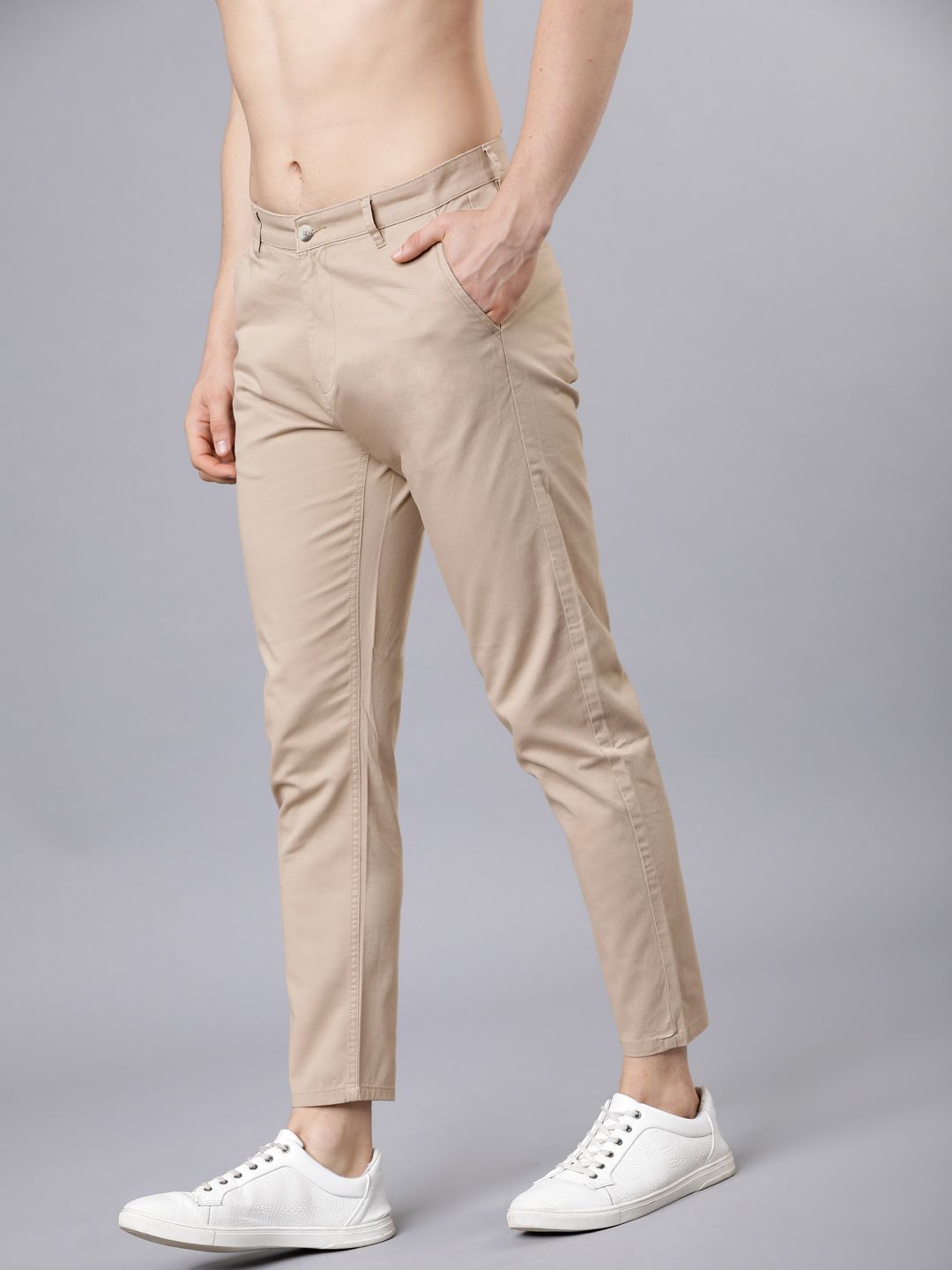 HIGHLANDER Men Beige Tapered Fit Chinos