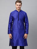 SOJANYA Kurta Lurus Bercetak Biru Lelaki