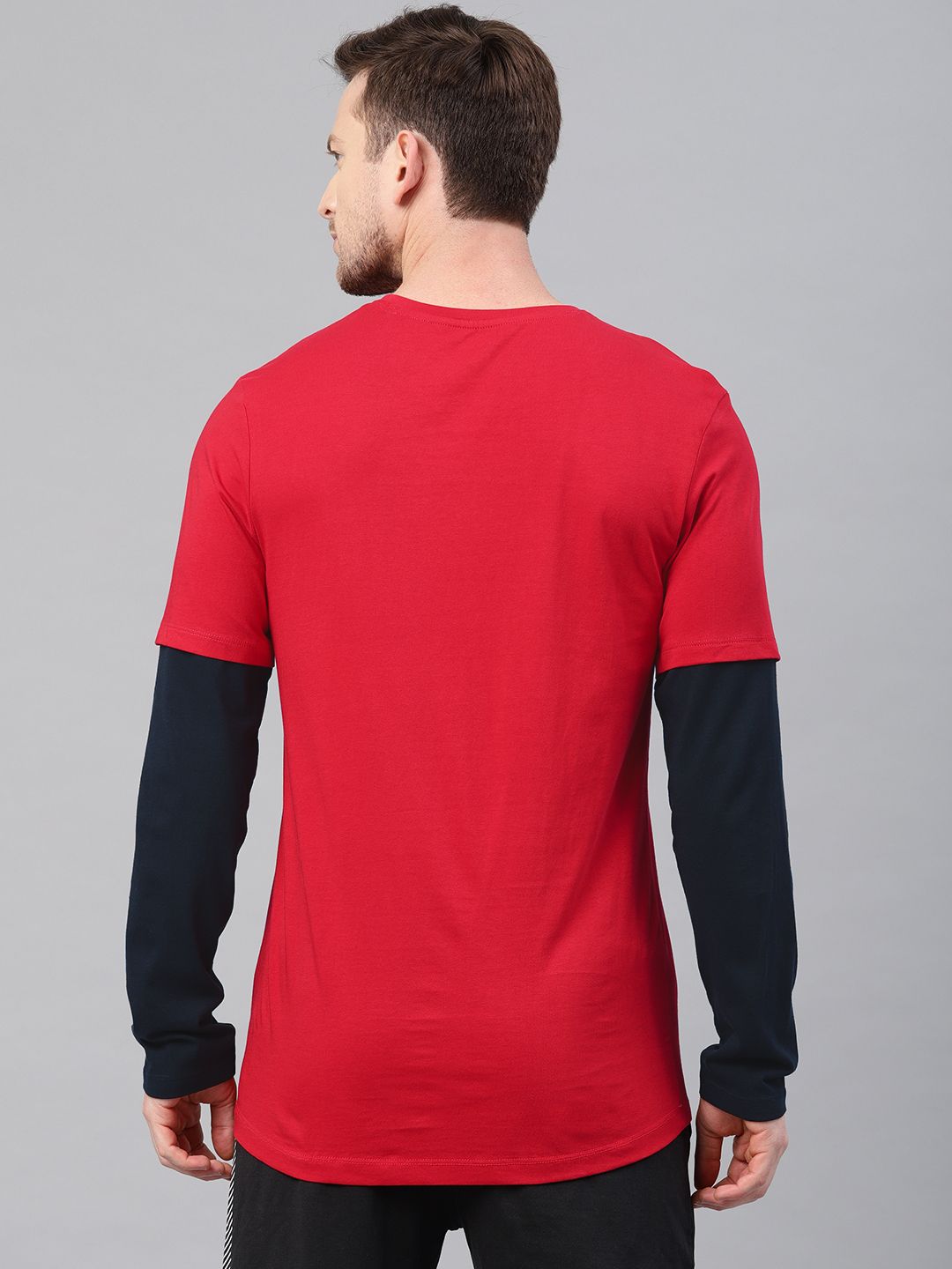 HRX by Hrithik Roshan Men Red  Black Solid Round Neck Pure Cotton T-shirt